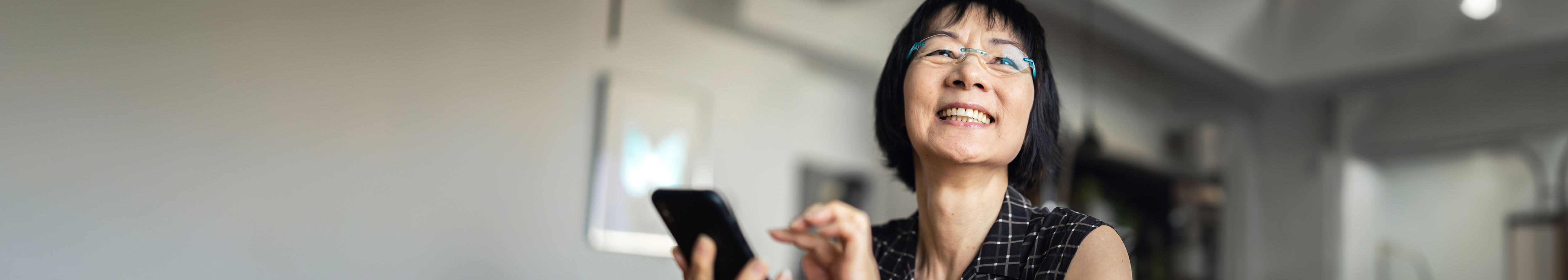 woman using mobile smile